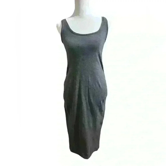 Old Navy Maternity Sleeveless Midi Ruched Dress Size XS Bodycon Tank Color Gray - Picture 3 of 12